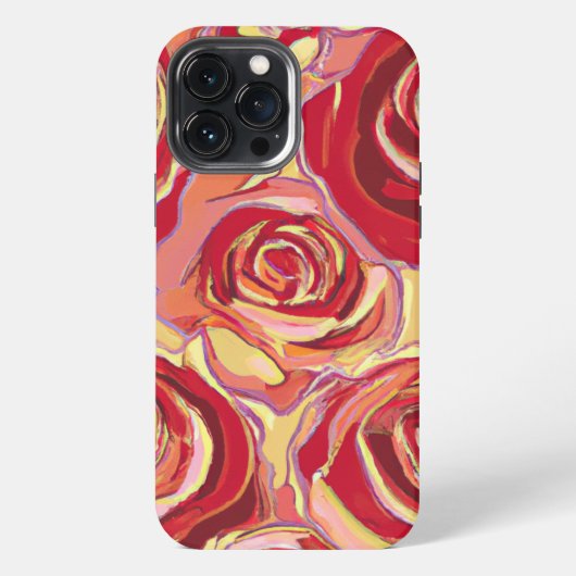 Etui iPhone 13 Pro Max Conception Florale Rose Rouge #2 (Verso)