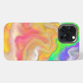 Etui iPhone 13 Pro Max Corail, Bleu, Vert, Rose Abstrait Fluide Art (Verso Horizontal)