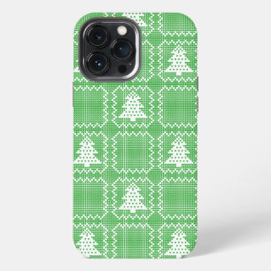 Etui iPhone 13 Pro Max Cosy sapin de Noël affreux pull à damiers motif