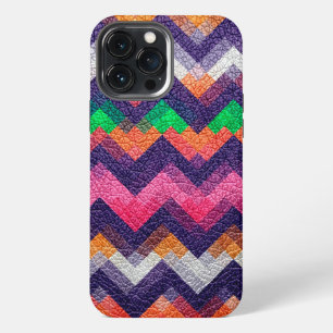 Etui iPhone 13 Pro Max Couleur en cuir Motif géométrique