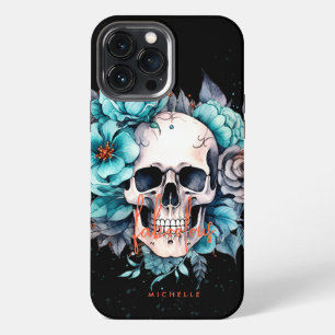 Etui iPhone 13 Pro Max Crâne floral Adulte Fabooleux Halloween Coque-Mat