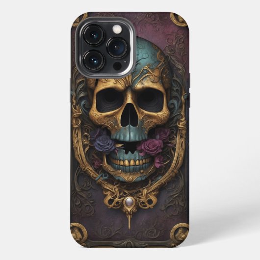 Etui iPhone 13 Pro Max Crâne gothique orné (Verso)