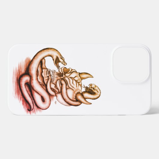 Etui iPhone 13 Pro Max Crâne - Tête diabolique avec serpent (Verso Horizontal)