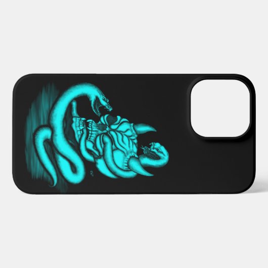 Etui iPhone 13 Pro Max Crâne - Tête diabolique avec serpent (Verso Horizontal)