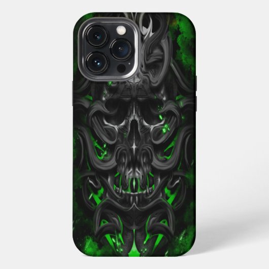 Etui iPhone 13 Pro Max crâne Vert bio spark (Verso)