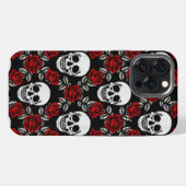 Etui iPhone 13 Pro Max Crânes et roses gothiques (Verso Horizontal)