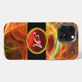 ETUI iPhone 13 PRO MAX CRAZY PHOTON RUBIS ROUGE GEMME MONOGRAMME (Verso Horizontal)