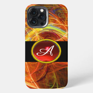 ETUI iPhone 13 PRO MAX CRAZY PHOTON RUBIS ROUGE GEMME MONOGRAMME