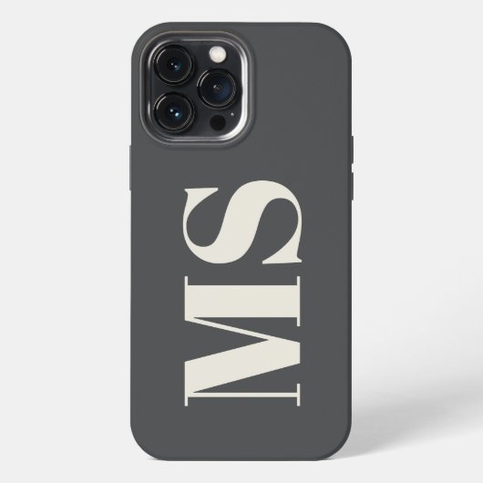 Etui iPhone 13 Pro Max Crème initiale et gris monogramme (Verso)