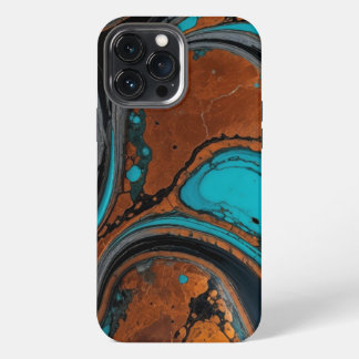 Etui iPhone 13 Pro Max Cuivre avec abstrait Turquoise