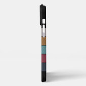 Etui iPhone 13 Pro Max Custom Black Aqua Bleu foncé rose rayures jaunes (Côté gauche)