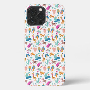Etui iPhone 13 Pro Max Cute et colorée Jungle Animaux Motif