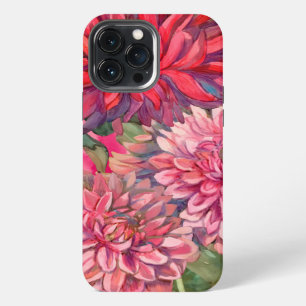 Etui iPhone 13 Pro Max dahlias fleurs aquarelle