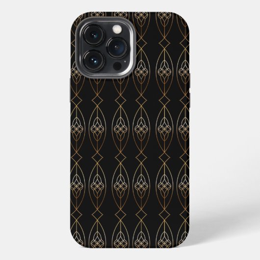Etui iPhone 13 Pro Max Déco noir et or (Verso)