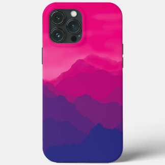 Etui iPhone 13 Pro Max Dégradé de montagne rose violet