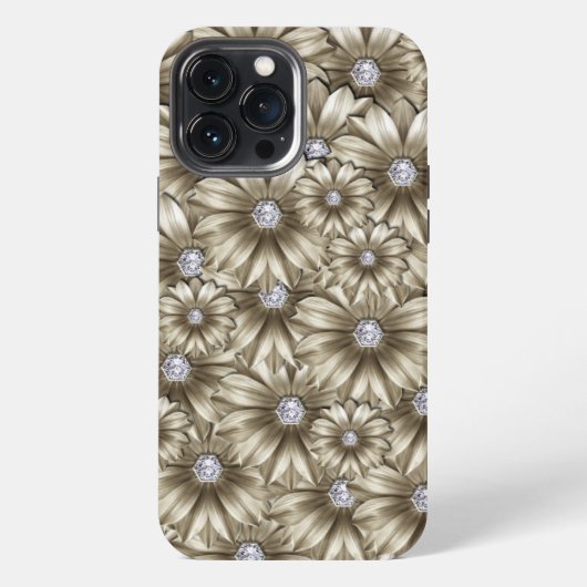 Etui iPhone 13 Pro Max Diamants Fleurs Gemstone Luxe (Verso)