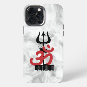 Etui iPhone 13 Pro Max Dieu hindou Shiva Om Namah Shivay avec Trident OM