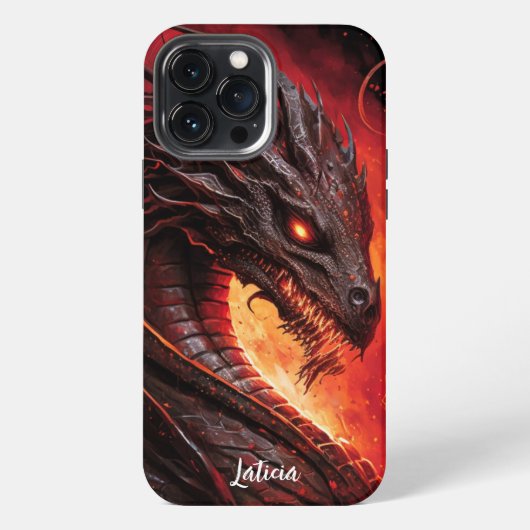 Etui iPhone 13 Pro Max Dragon de feu et feu (Verso)