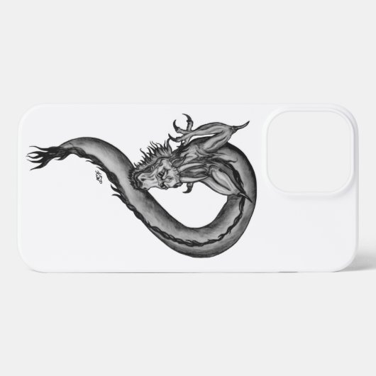 Etui iPhone 13 Pro Max Dragon en style tatouage (Verso Horizontal)