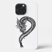 Etui iPhone 13 Pro Max Dragon en style tatouage (Verso)