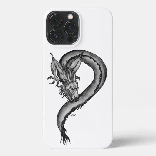Etui iPhone 13 Pro Max Dragon en style tatouage (Verso)