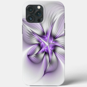 Etui iPhone 13 Pro Max Élégance florale Art fractal violet abstrait moder