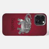 Etui iPhone 13 Pro Max Eléphant rouge cool (Verso Horizontal)