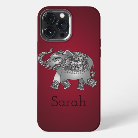 Etui iPhone 13 Pro Max Eléphant rouge cool (Verso)