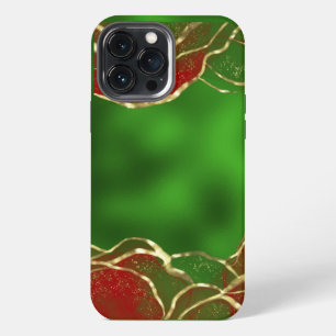 Etui iPhone 13 Pro Max Encre alcoolique rouge métallisé vert pour les Fêt