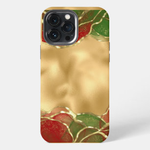 Etui iPhone 13 Pro Max Encre métallisée or rouge verte pour les Fêtes