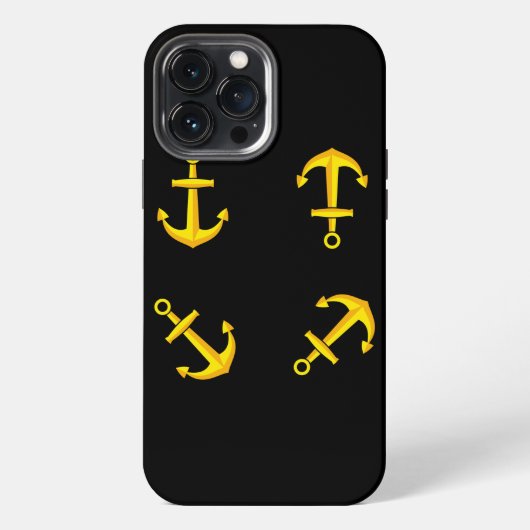 Etui iPhone 13 Pro Max Ensemble d'Ancres en bateau doré (Verso)