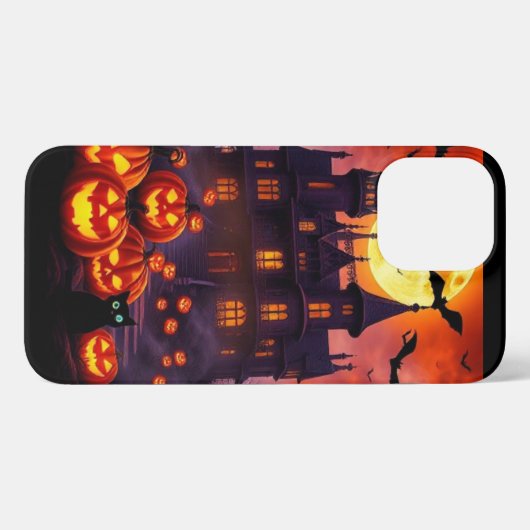 Etui iPhone 13 Pro Max Epic Halloween Magic - Lune hantée & Fantômes (Verso Horizontal)