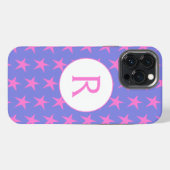 Etui iPhone 13 Pro Max Étoiles initiales violettes et roses (Verso Horizontal)