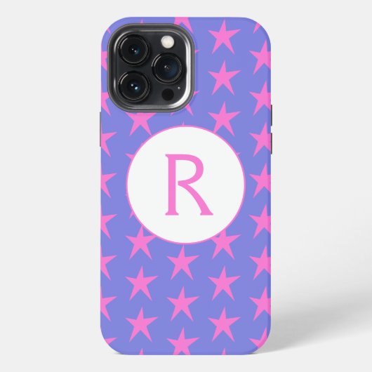 Etui iPhone 13 Pro Max Étoiles initiales violettes et roses (Verso)