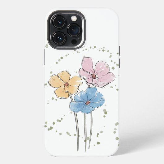 Etui iPhone 13 Pro Max Étui Fleurs Aquarelle Sauvage pour iPhone 13 Pro M (Verso)