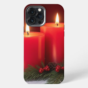 Etui iPhone 13 Pro Max Étui pour téléphone à bougies de Noël romantiques