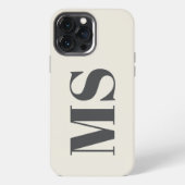 Etui iPhone 13 Pro Max Étui simple avec monogramme crème initial (Verso)