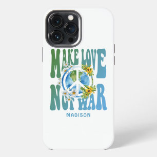 Etui iPhone 13 Pro Max Faire l'amour pas la guerre Signe de paix mondial