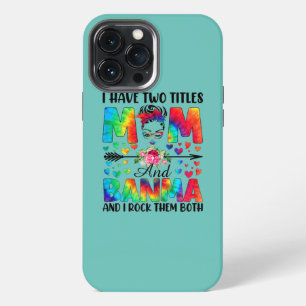 Etui iPhone 13 Pro Max Femmes J'ai Deux Titres Maman Banma Tie-Dye Décor