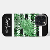 Etui iPhone 13 Pro Max Feuilles de palme tropicales personnalisées Blancs (Verso Horizontal)