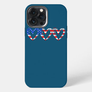 Etui iPhone 13 Pro Max Fierté américaine Rétro Drapeau USA Cœur 4 juillet