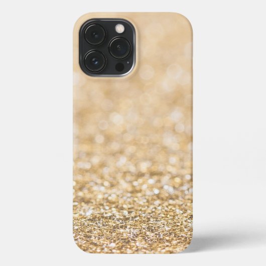Etui iPhone 13 Pro Max Flambeaux de parties scintillant en or champagne (Verso)