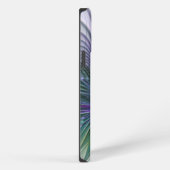 Etui iPhone 13 Pro Max Fleur Abstraite Moderne Art Fractal Vert Violet (Côté droit)