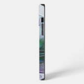 Etui iPhone 13 Pro Max Fleur Abstraite Moderne Art Fractal Vert Violet (Côté gauche)