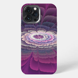 Etui iPhone 13 Pro Max Fleur frappante abstraite fractale couleur rose