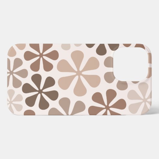 Etui iPhone 13 Pro Max Fleurs Abstraites (B) Crème Brown de Taupe (Verso Horizontal)