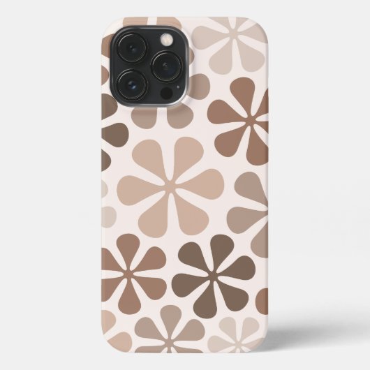Etui iPhone 13 Pro Max Fleurs Abstraites (B) Crème Brown de Taupe (Verso)
