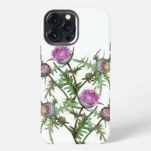 Etui iPhone 13 Pro Max fleurs de violette chardon (Verso)