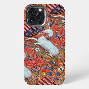 ETUI iPhone 13 PRO MAX FLEURS D'IMAGINAIRES UNICORNES ET MÉDIÉVAUX, MOTIF
