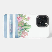 Etui iPhone 13 Pro Max Fleurs Succulentes Rayures Cactus (Verso Horizontal)